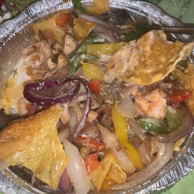 A13. Shrimp Nachos.